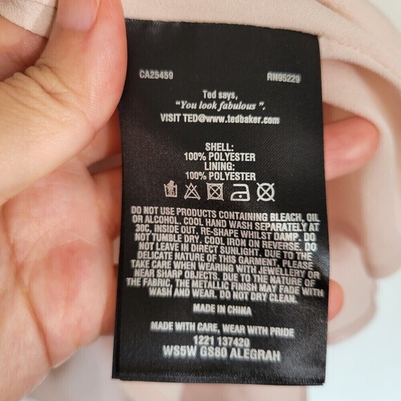 NEW Ted Baker London Pink Shimmery A-Line Gold Zipper Back Midi Modest Skirt 2 - Picture 9 of 12